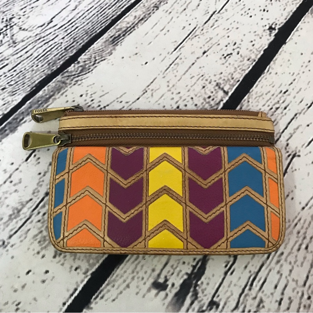Vintage Multi Coloured  Fossil Chevron Wallet